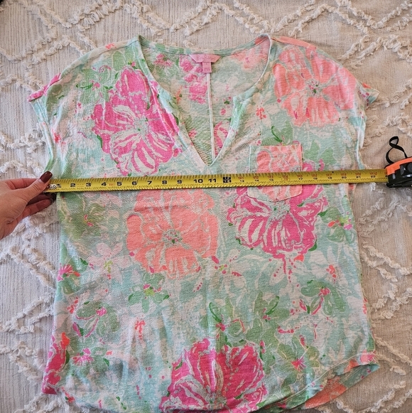 Lilly Pulitzer 100% LinenDuval Top in Beach Walk Poolside Blue Size Small - Picture 5 of 7